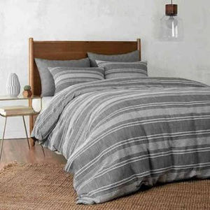 UGG Reversible QUEEN Duvet Cover, Charcoal Striped